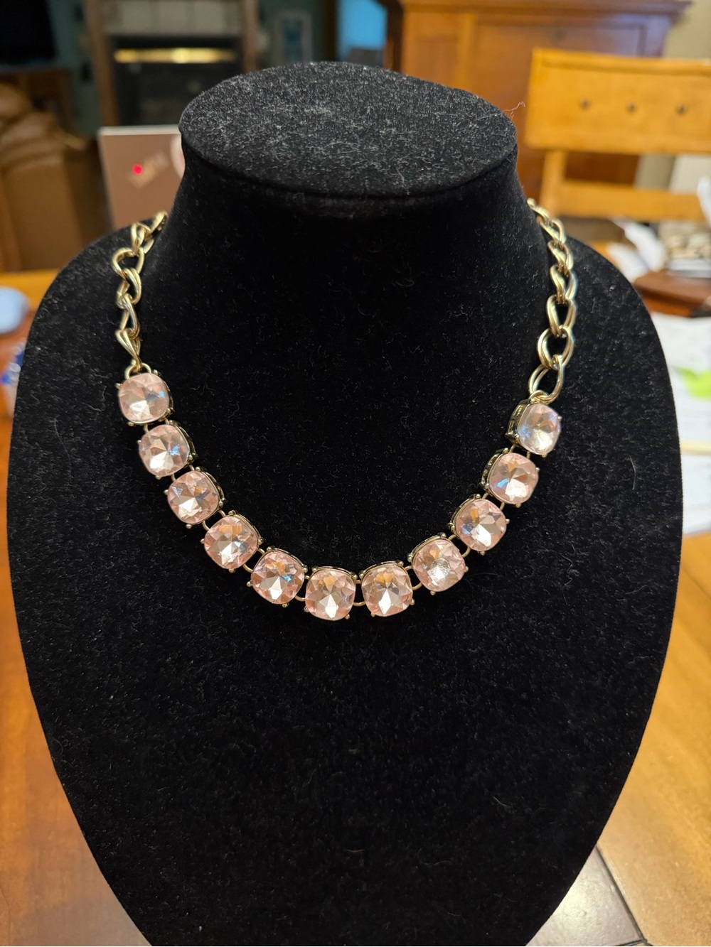 Elegant Pink Crystal Statement Necklace & Clear Crystal Necklace - Picture 7 of 9